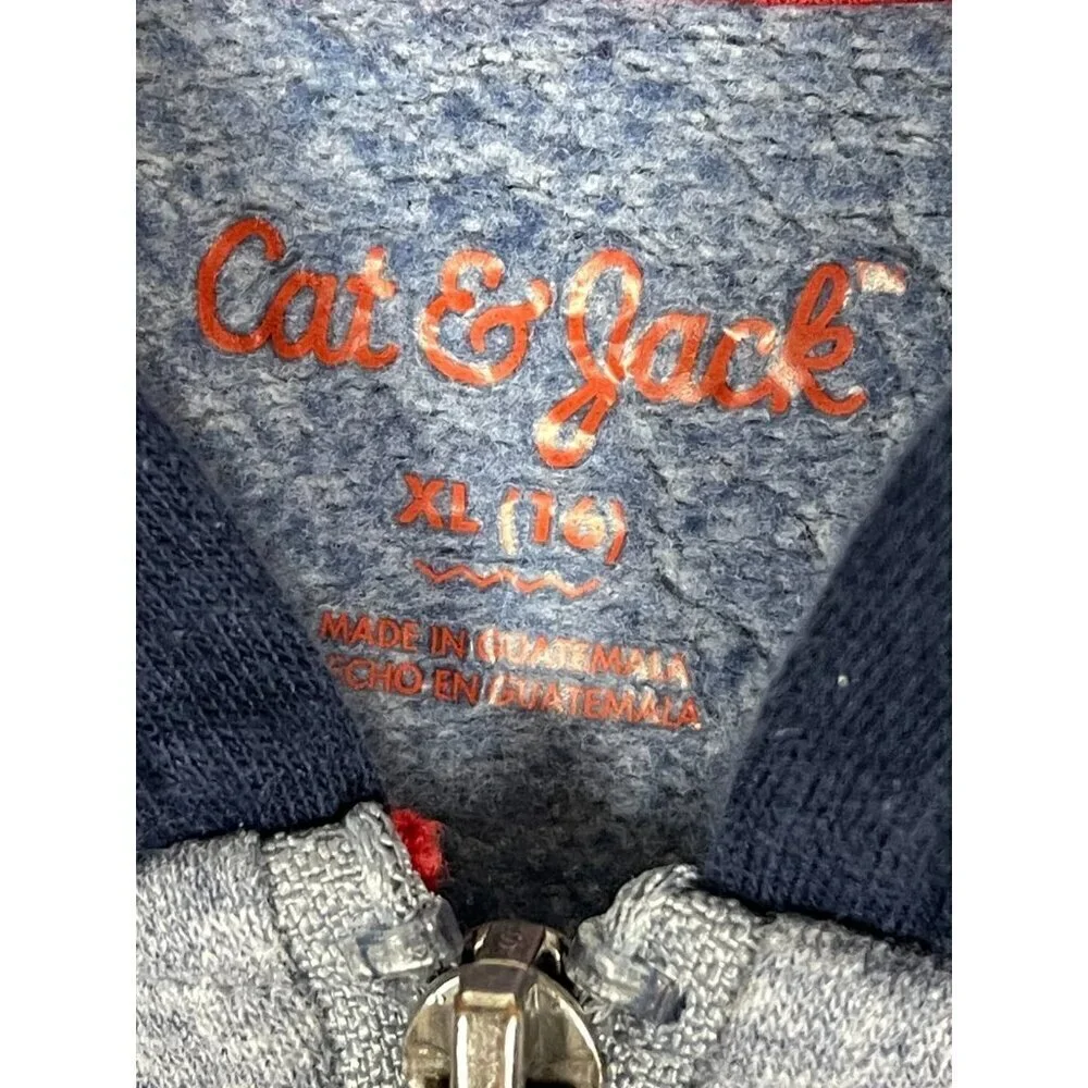 Cat & Jack Boys XL (16) Zip Up Hoodie Dark Blue Light Blue